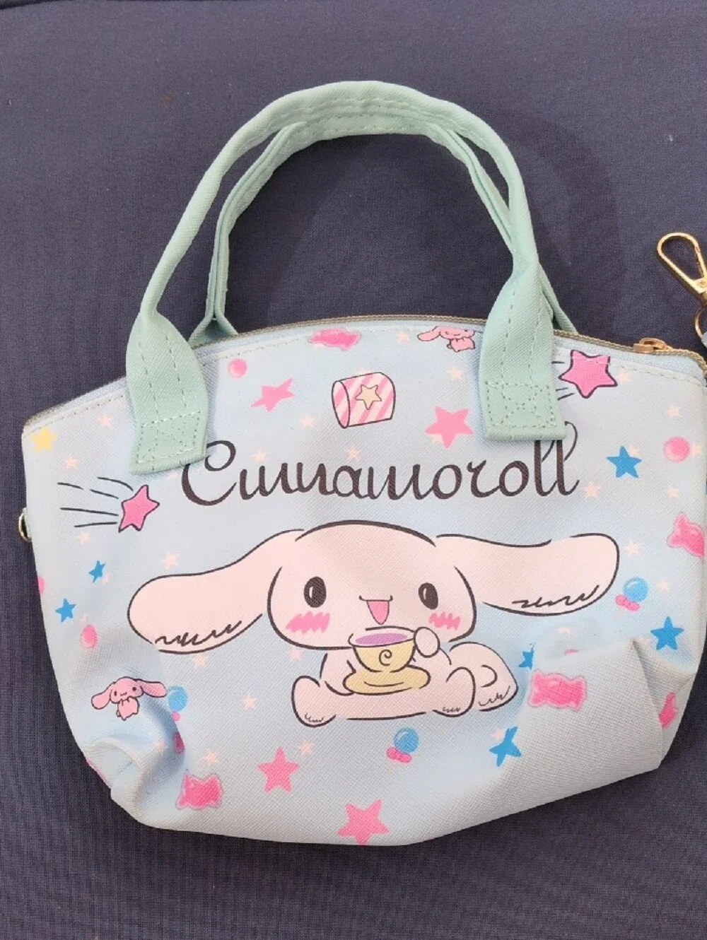 Pastel Blue Mini Tote Bag with Removable Strap, 8.5 X 10